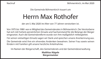 Traueranzeige von Max Rothofer von Geislinger Zeitung